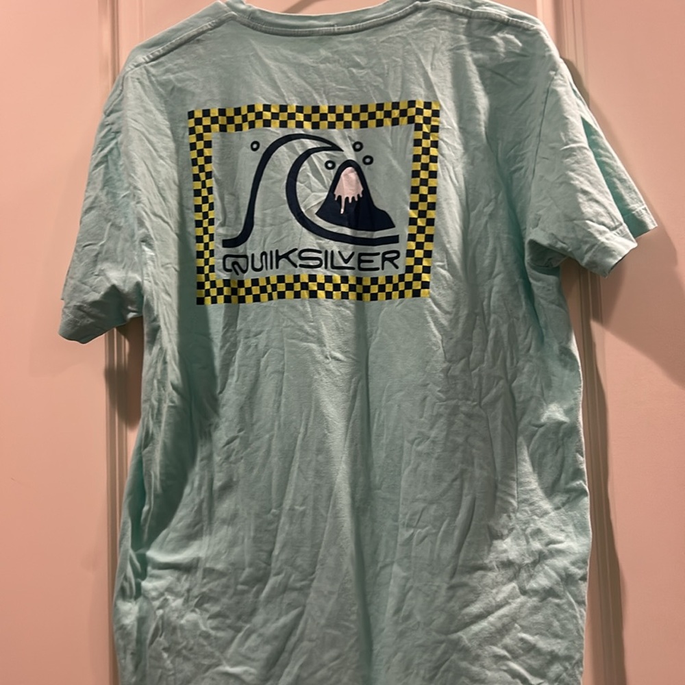 Quiksilver Graphic surf Tee T-Shirt short sleeves Cotton men’s size L turquoise